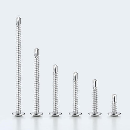 SVLING Self Tapping Screws Assortment Kit 465PCS, Modified Truss Head Sheet Metal Screws #8#10 1/2",5/8",3/4",1",1-1/4",1-1/2" Stainless Steel 410 Self Drilling Screw for Metal Wood Plastic