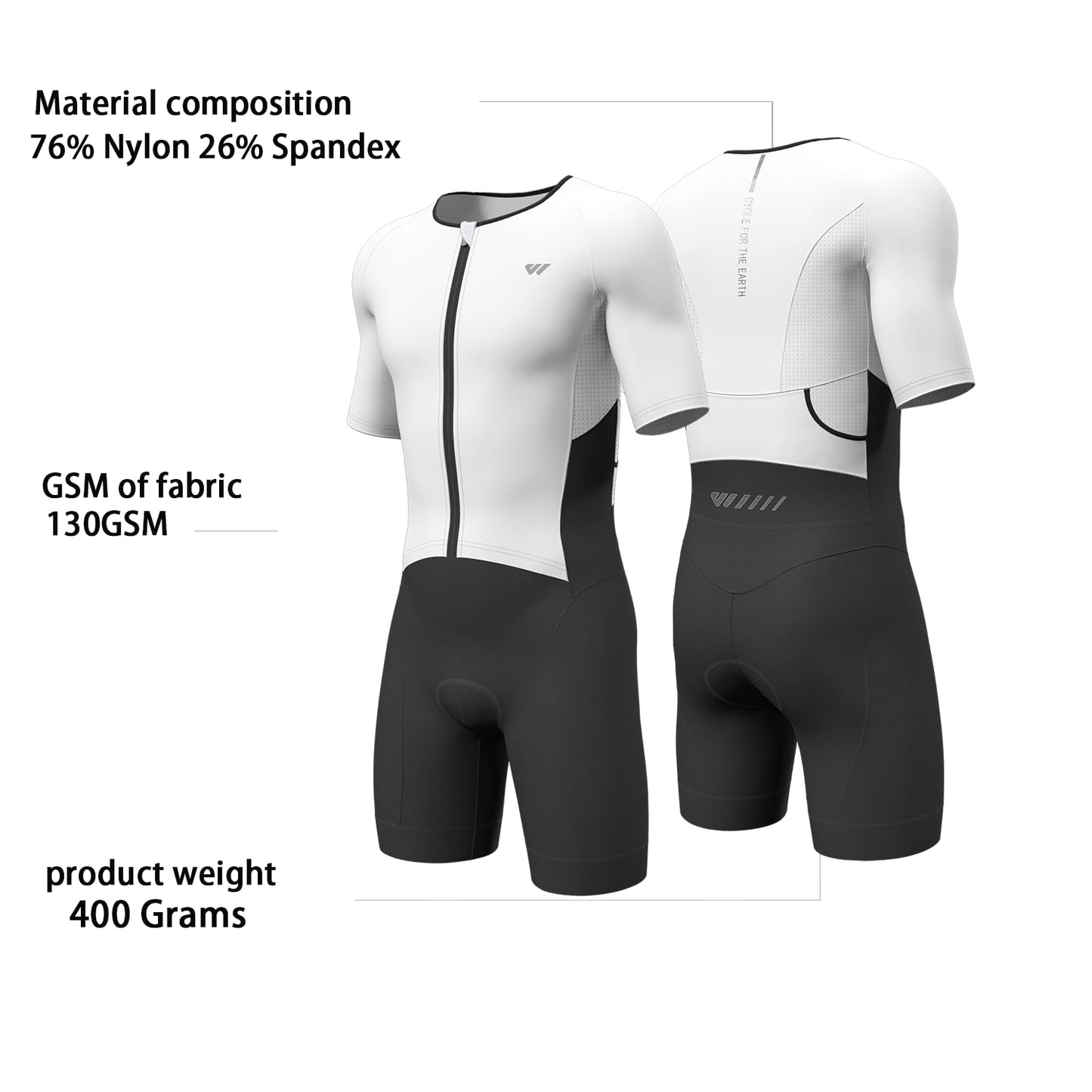 Lo.gas Mens Triathlon Suits,High Elasticity Breathable Quick-qrying Trisuit Race‌ Skinsuits Cycling Swimskin Bike Swim Run White Large