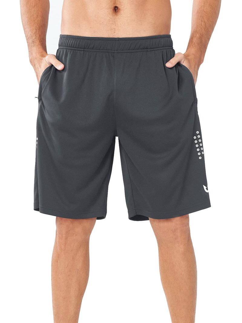 NORTHYARD Men's Athletic Gym Shorts Basketball 10"/7"/5" Tennis Workout Short Performance Quick Dry Mesh Running with Zipper Pockets 10-inch Darkgrey XL
