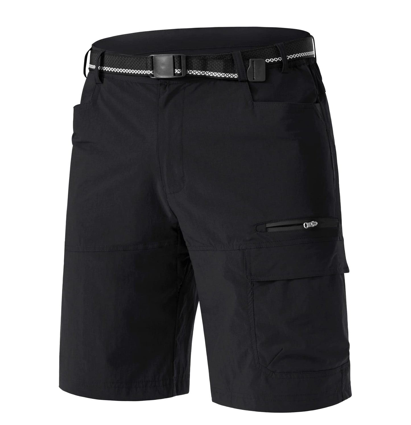 TACVASEN Mens 10" Hiking Cargo Shorts Golf Casual Lightweight Quick Dry Summer Dress Fishing Travel Shorts with Zipper Pockets Black 38