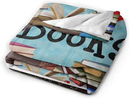 Book Blanket Decor Gifts for Book Lover, Flannel Fleece Fuzzy Reading Throw Blanket, Soft Warm Cozy Plush Books Blankets for Bed Couch Living Room Stuff Decoration for Kids Adult 50"x40"