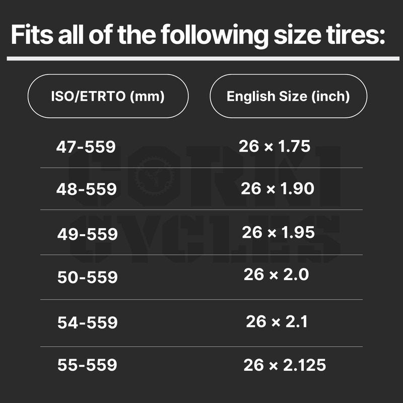Corki Cycles 26 Inch Mountain Bike Tire Inner Tube 26 x 1.75 1.85 1.9 1.95 2.0 2.1 2.125 Presta Valve 48mm, Heavy Duty Butyl Rubber 26in MTB Bicycle Tube Replacement 2 Pack
