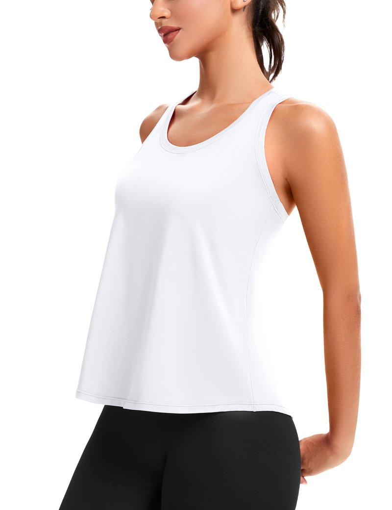 MathCat Women's Workout Tank Tops Racerback Sleeveless Tops Loose Fit Yoga Shirts Athletic Running Tank Top for Women White