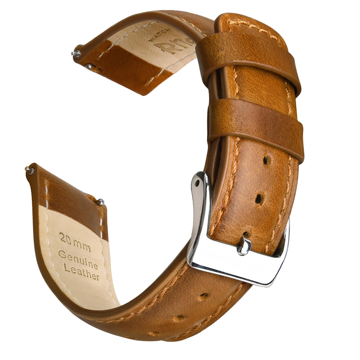 Ritche Christmas Gift Genuine Leather Watch Band 22mm Classic Vintage Quick Release Leather Watch Strap (Toffee Brown), White Elephant Gifts, Stocking Stuffers for Men