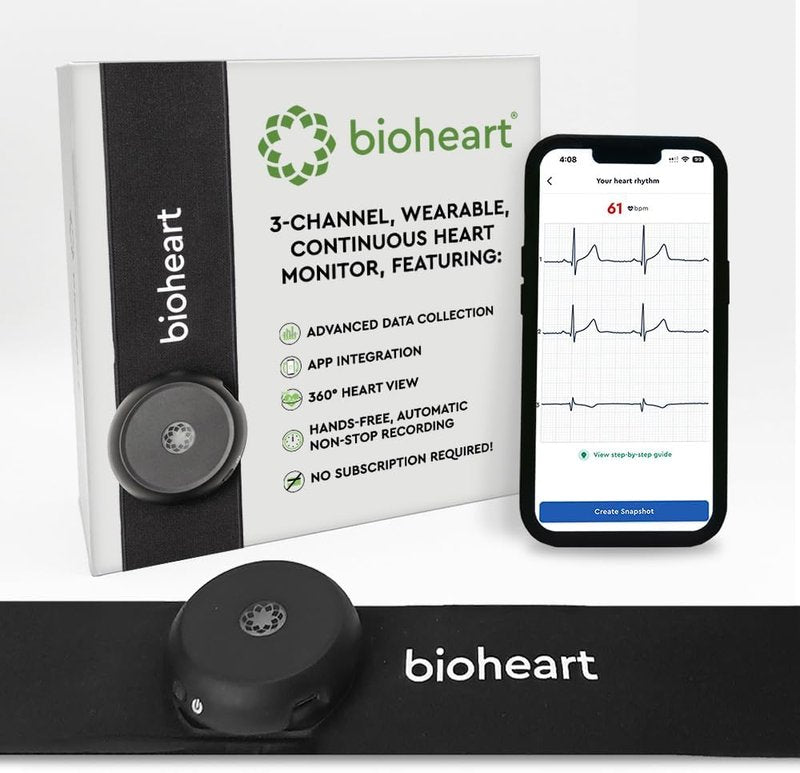 Bioheart 24/7 Continuous Heart Monitor - Smart Wearable Chest Strap with One Month Subscription