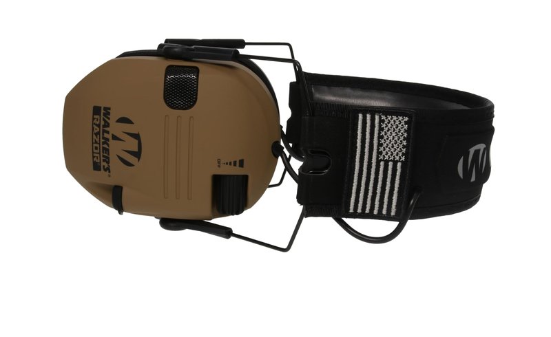 Walker's Razor Slim Electronic Earmuffs Ultra Low Profile Compact Design Adjustable Range Shooting Hunting Hearing Protection, Battle Brown - Patriot Series