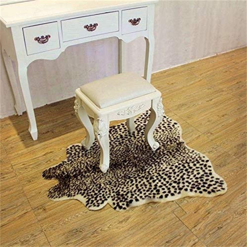 Leopard Print Rug,Faux Cowhide,Artificial Carpet,Simulation Cowhide, Leopard, Tiger, Zebra, Cow Hide Mat Animal Print Area Rug Hide Faux Carpet (A) / 40x37inch,3.3x3.1ft