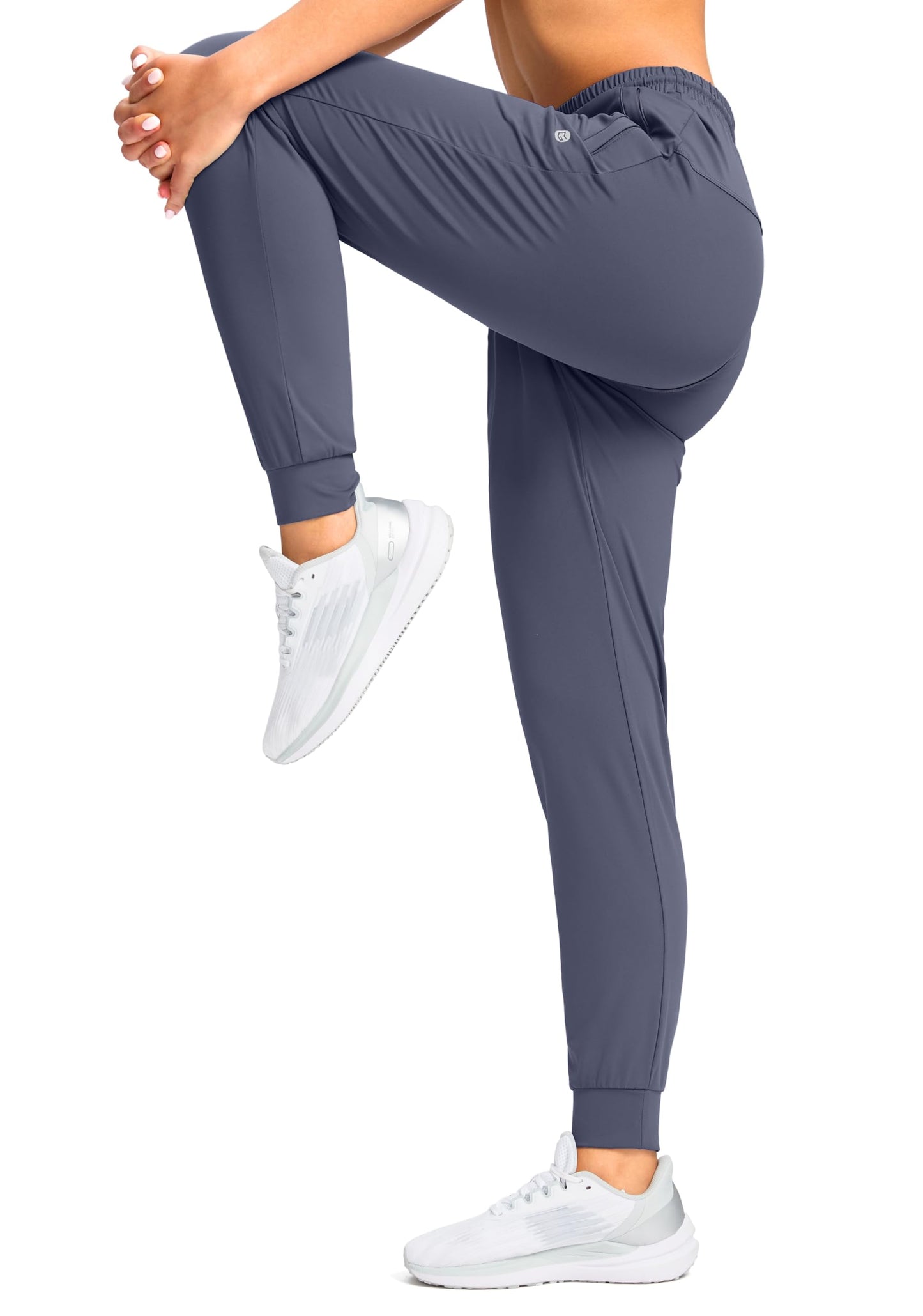 G Gradual Women's Joggers Pants with Zipper Pockets Tapered Running Sweatpants for Women Lounge, Jogging (Dusty Blue, Medium)