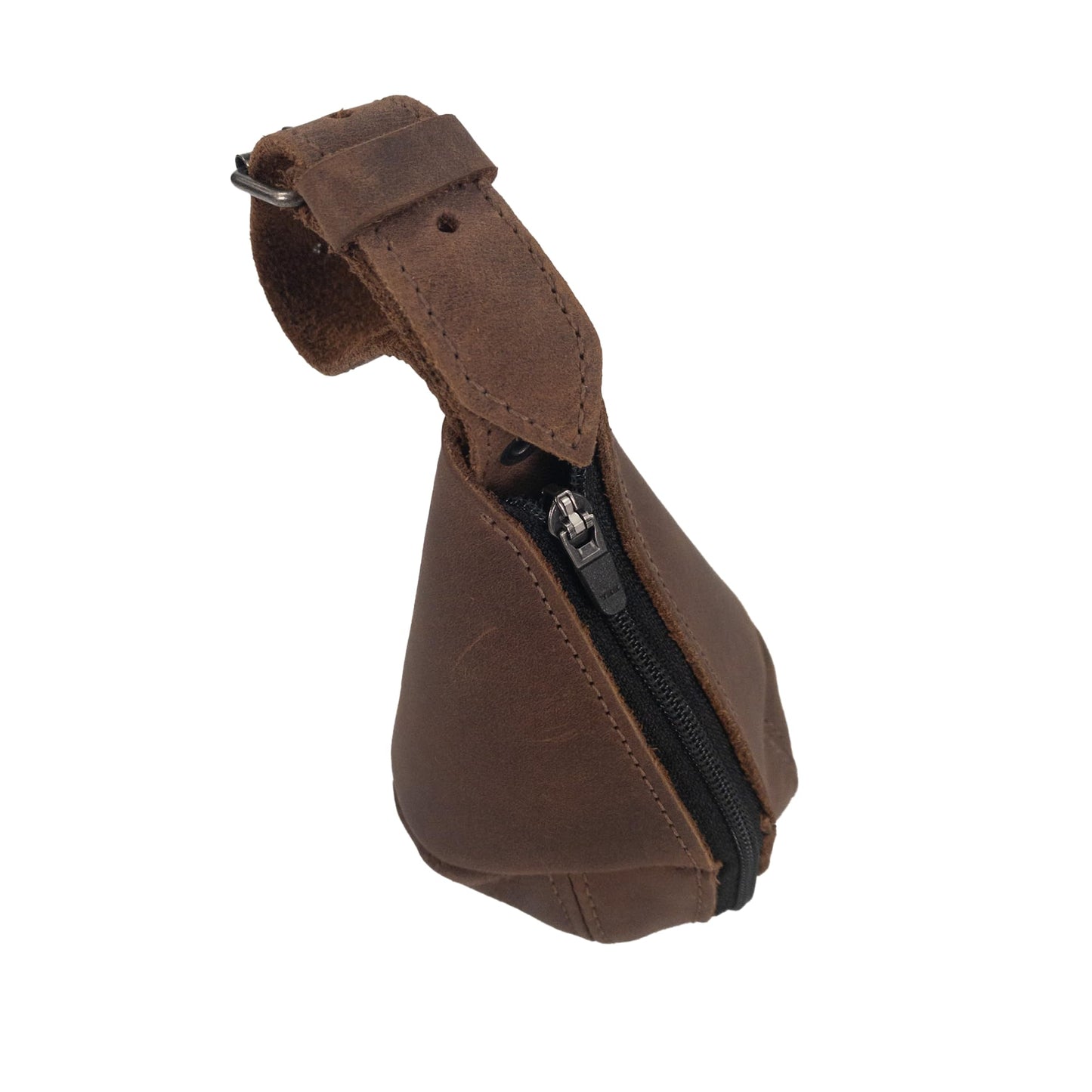 Hide & Drink, Leather Multipurpose Hanging Bag, Coin Cash Pouch, Key Organizer, Cable Holder, Handmade :: Bourbon Brown