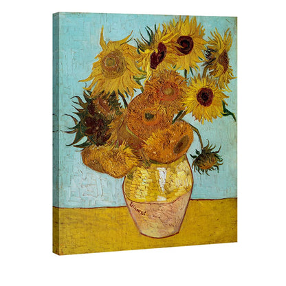 Wieco Art Framed Wall Art Canvas Prints of Sunflower by Vincent Van Gogh Paintings Reproduction Abstract Wall Decorations for Living Room Golden Frame