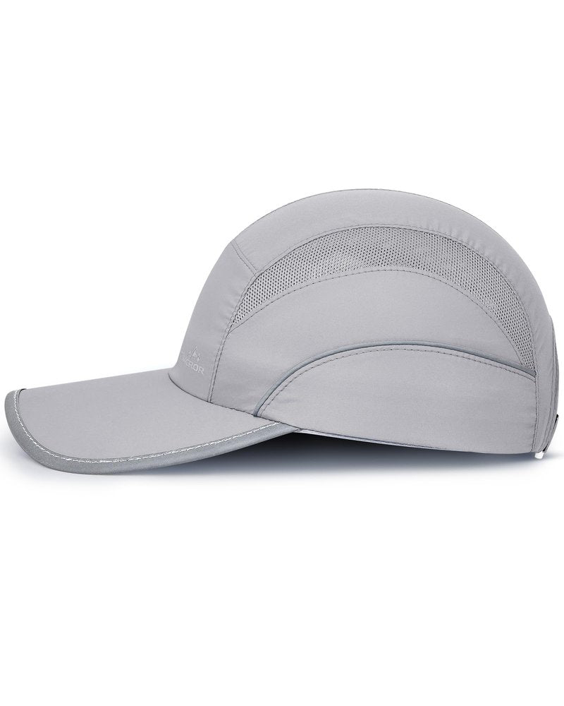 GXCROR Quick-Dry Running Hat for Men & Women - UPF 50+ Breathable Mesh, Reflective Sports Cap for Outdoor, Hiking Light Gray