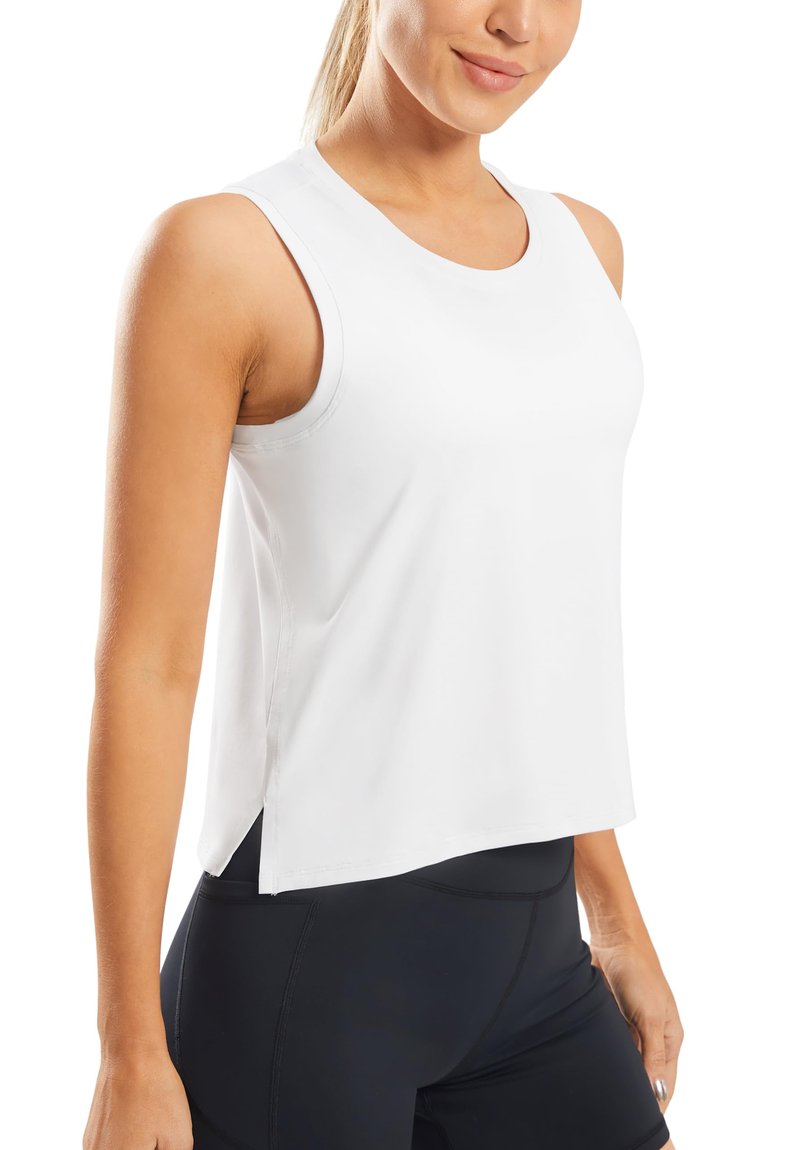 Ice Silk Workout Tops for Women Sleeveless Athletic Tank Top Loose Fit White