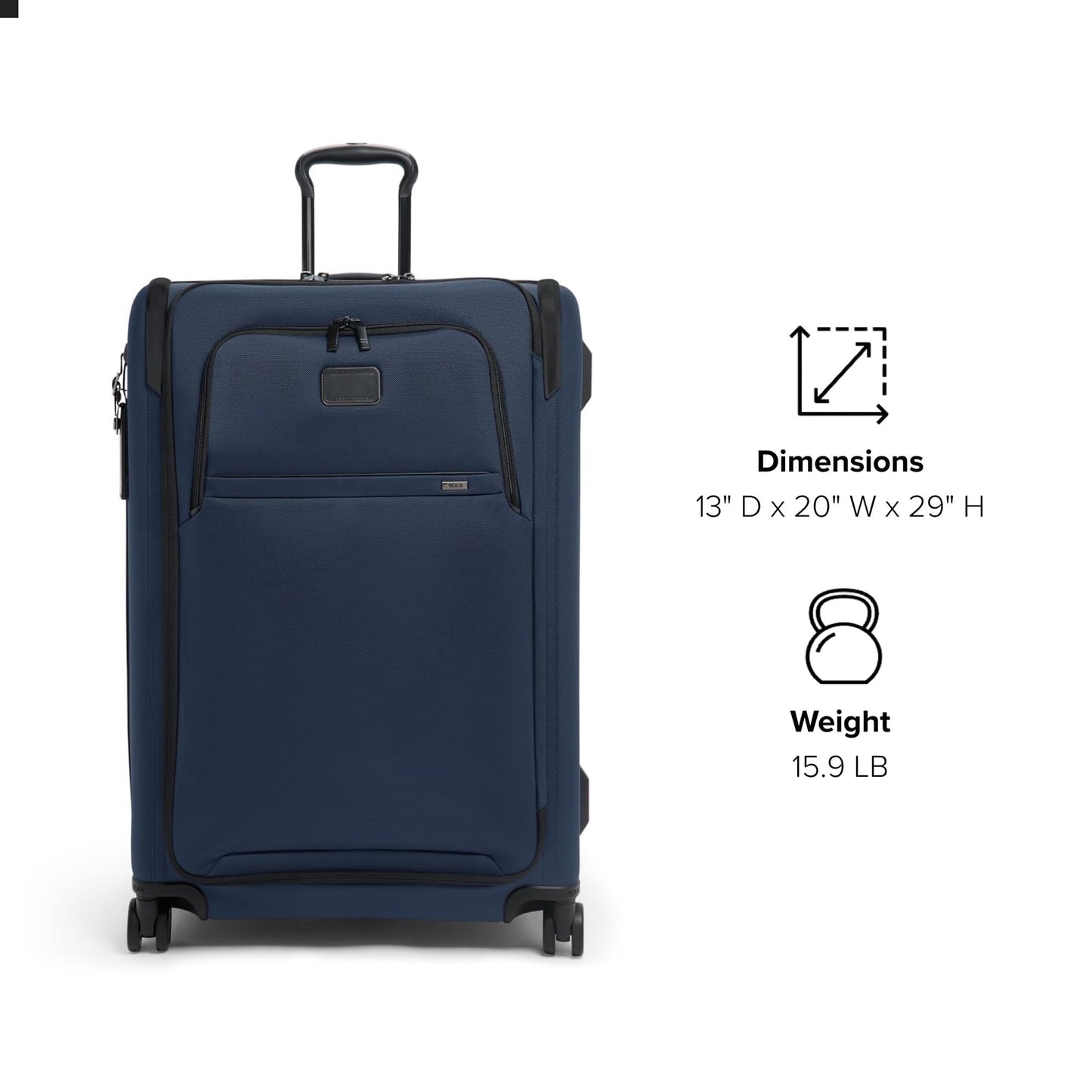 TUMI - Alpha Large Dual Access Expandable 4-Wheeled Checked Luggage - Zipper Expansion - Durable Large Capacity Suitcase with TSA Lock - Navy