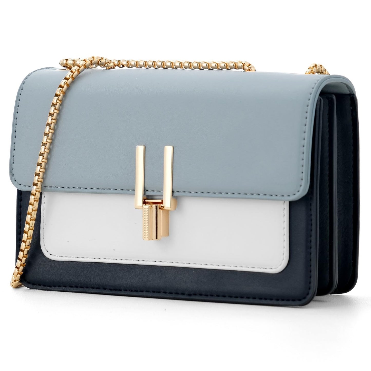 Crossbody Bags for Women Cute Faux Leather Trendy Cross Body Bag Purses for Women Small Multi Color Designer Handbags Womens Purse Satchel Chain Strap Ladies Shoulder Bag Blue White