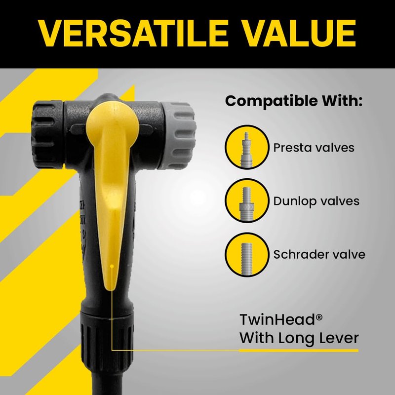 Topeak JoeBlow Max Hp Bike Floor Pump, 160 Psi/11 Bar, TwinHead, fits Presta, Schrader, and Dunlop valves