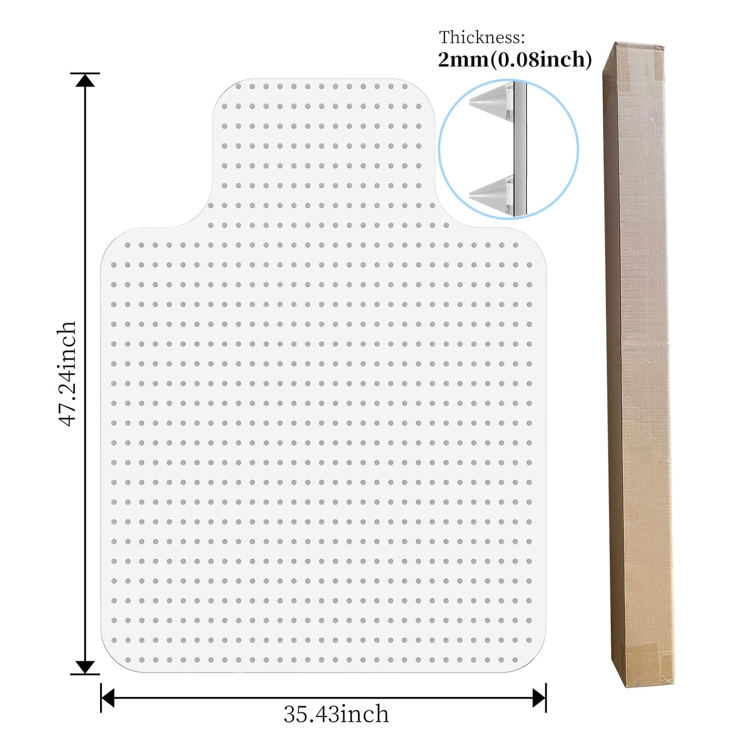 Tonaus Office Chair Mat for Carpet, 48"×36" Desk Chair Mat T-Shape Carpet Protector Mat for Office Chair, Transparent 2.2mm Thick T-Shape Floor Protection for Low Pile Carpets with Non-Slip Studded
