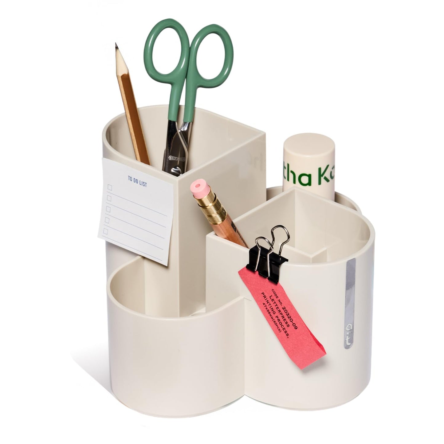 AONTILLO Aesthetic Desk Organizer [Sand Beige] - Multi-Compartment Pen Holder & Remote Control Caddy, Modern Vanity Makeup Brush Organizer, Premium Stationery Storage (Made In Korea)