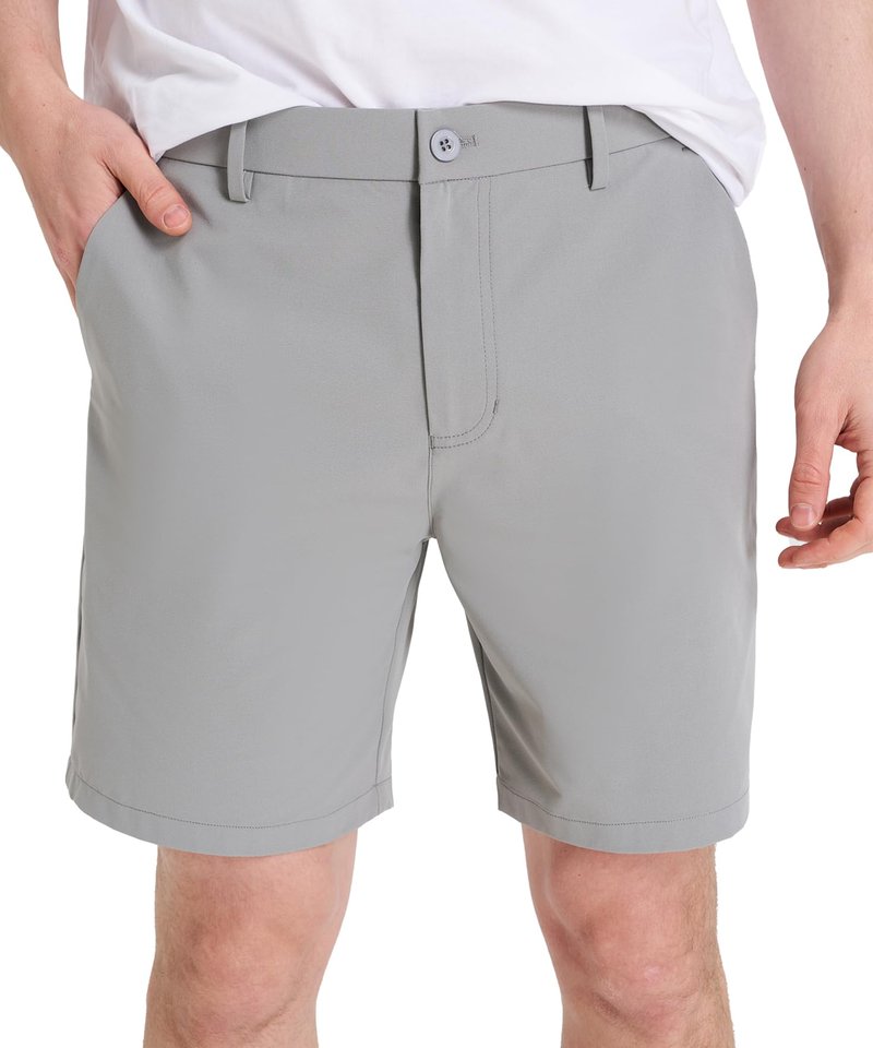Men's Stretch Golf Shorts 9'' - Dress & Casual Business Travel | Quick-Dry, Lightweight Comfort Fit with Pockets Light Grey, 30W