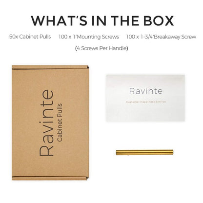 Ravinte 50 Pack 5 Inch Cabinet Pulls Brushed Brass Stainless Steel Kitchen Drawer Pulls Cabinet Handles 5”Length, 3” Hole Center