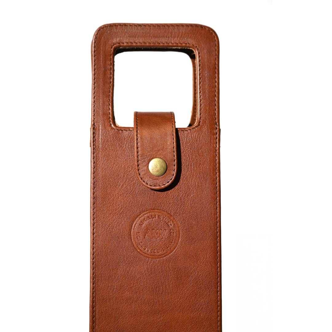 Argali Wines Premium Collection Single Bottle Wine Tote - Genuine Leather, Elegant & Durable, Secure Locking Strap, Sophisticated Gift for Wine Enthusiasts (Green)