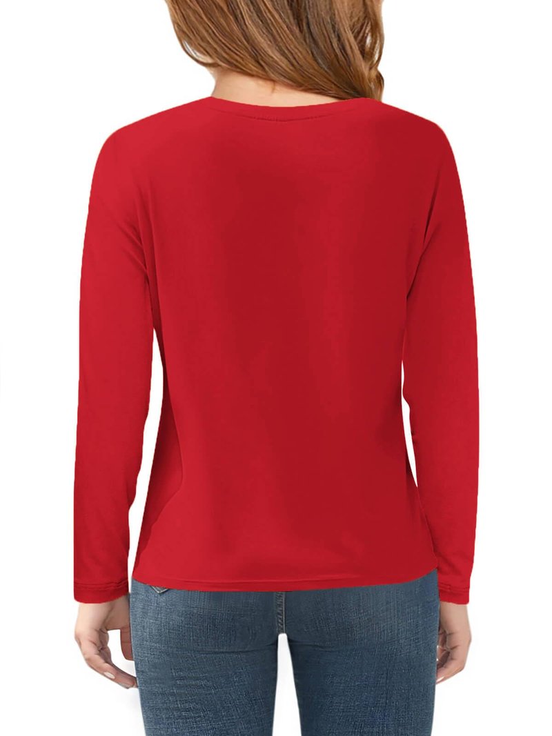 Haloumoning Girls Long Sleeve T Shirts Kids Fall Tops Crewneck Basic Tees 5-14Y