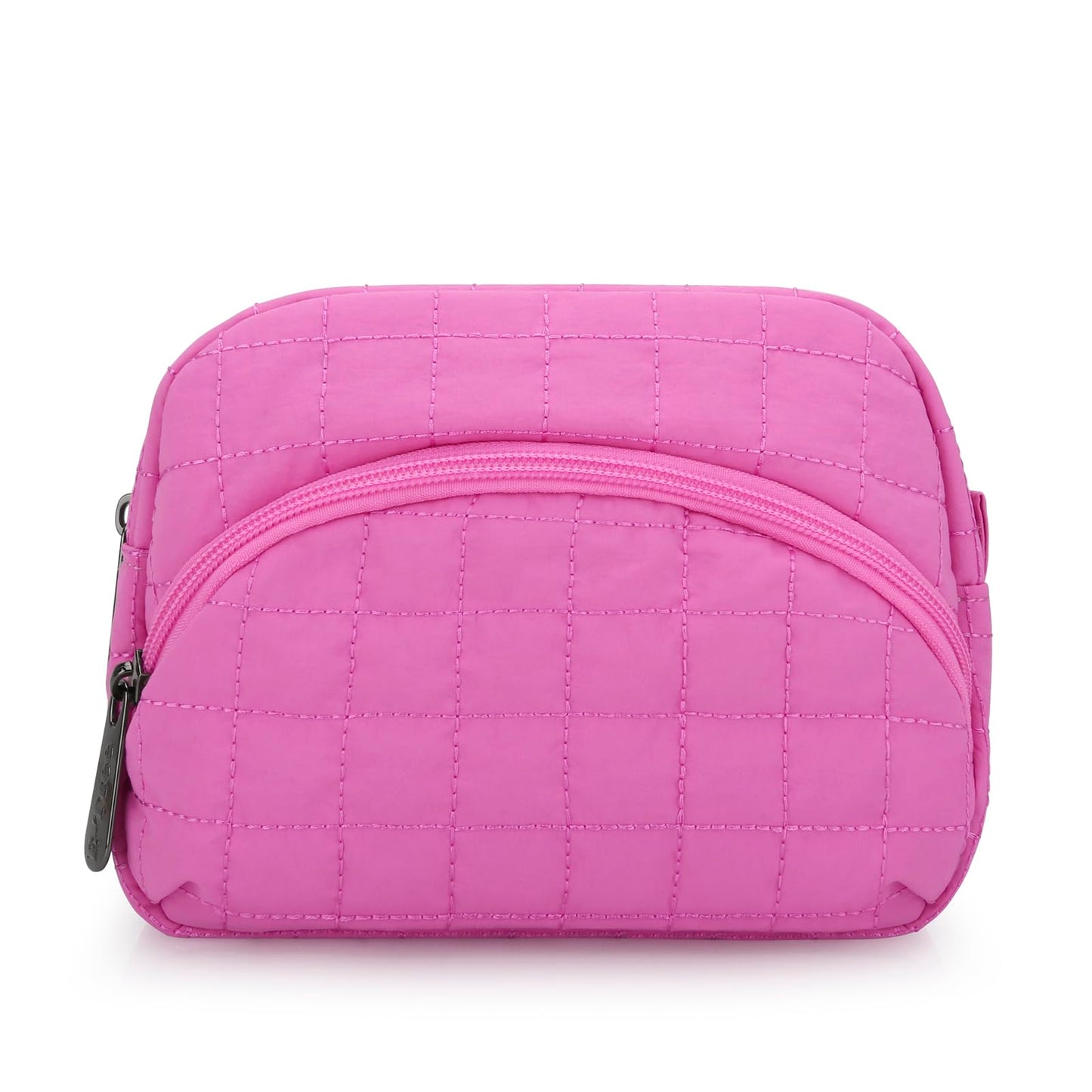 E-Tree Makeup Bag, Quilted Cosmetic Bag for Women, Puffer Make up Pouch for Purse,Travel Toiletry Organizer Case (Pink)