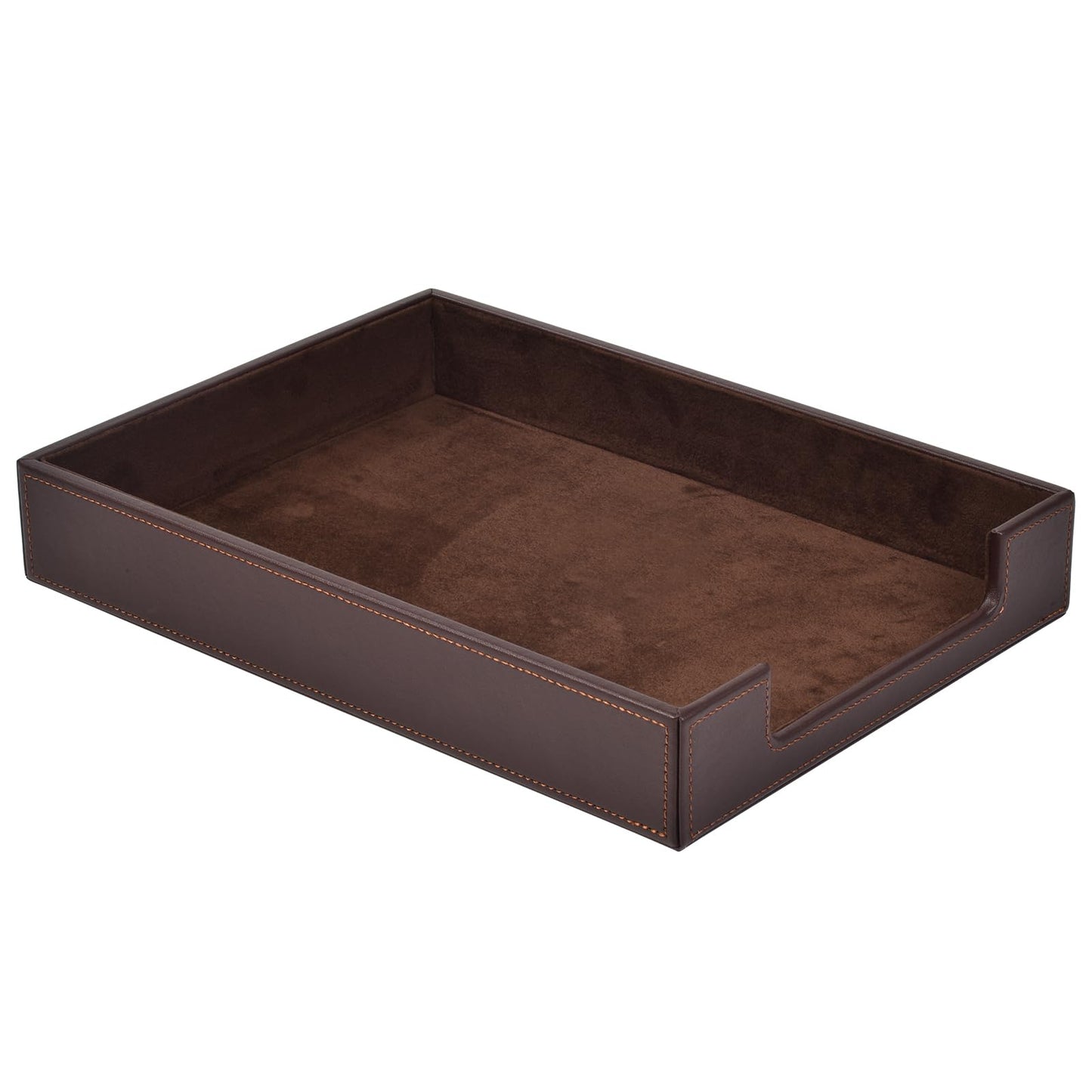 RHCSZ PU Leather Letter Tray - Load Documents Trays Front for Office Desktop Organizer - Desk Magazine, File, A4 Paper Holder - Paper Document File Holder Drak Brown (Drak Brown, A4-Tray)