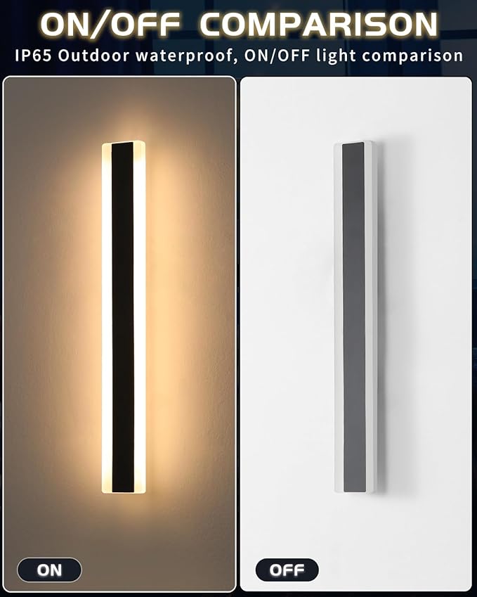 Mikeru 2pack 47.2inch Outdoor Wall Light Fixtures, 3000K Modern Outdoor Lights Exterior for House Ip65 Waterproof Rust Long LED Wall Light Fixtures Hardwire Wall Mount Exterior Lighting for Garage