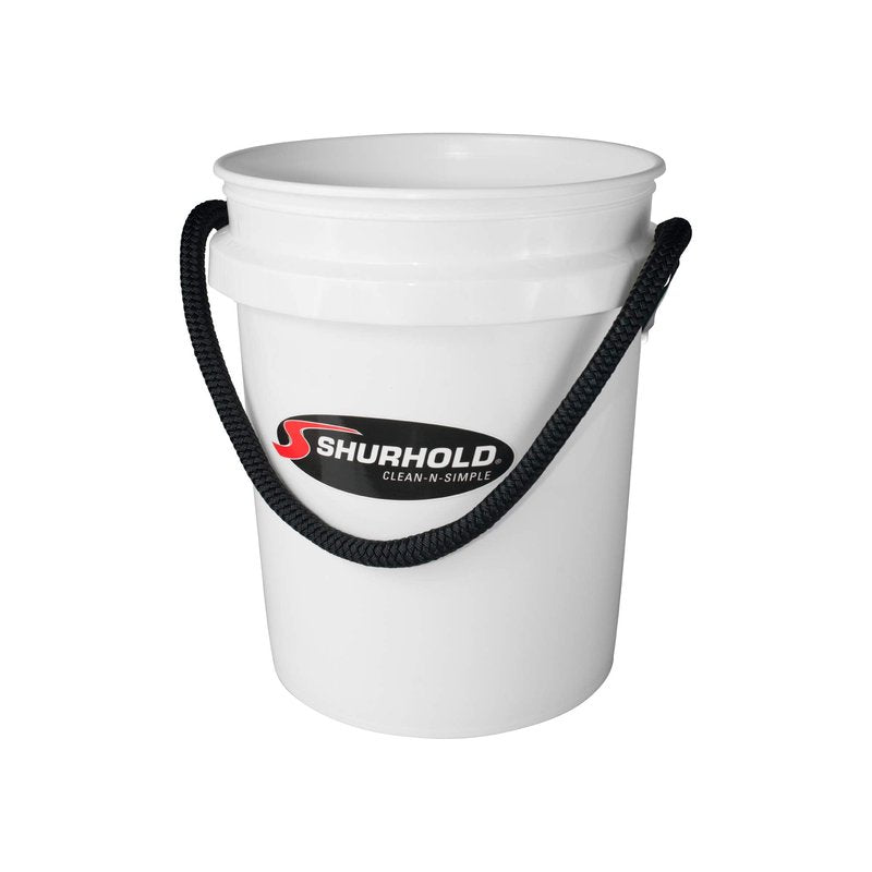Shurhold World’s Best Rope Handle Bucket - Tough Molded Plastic with Leak-Free Design, Even Weight Distribution & Built for Heavy-Duty Use - 5g - White