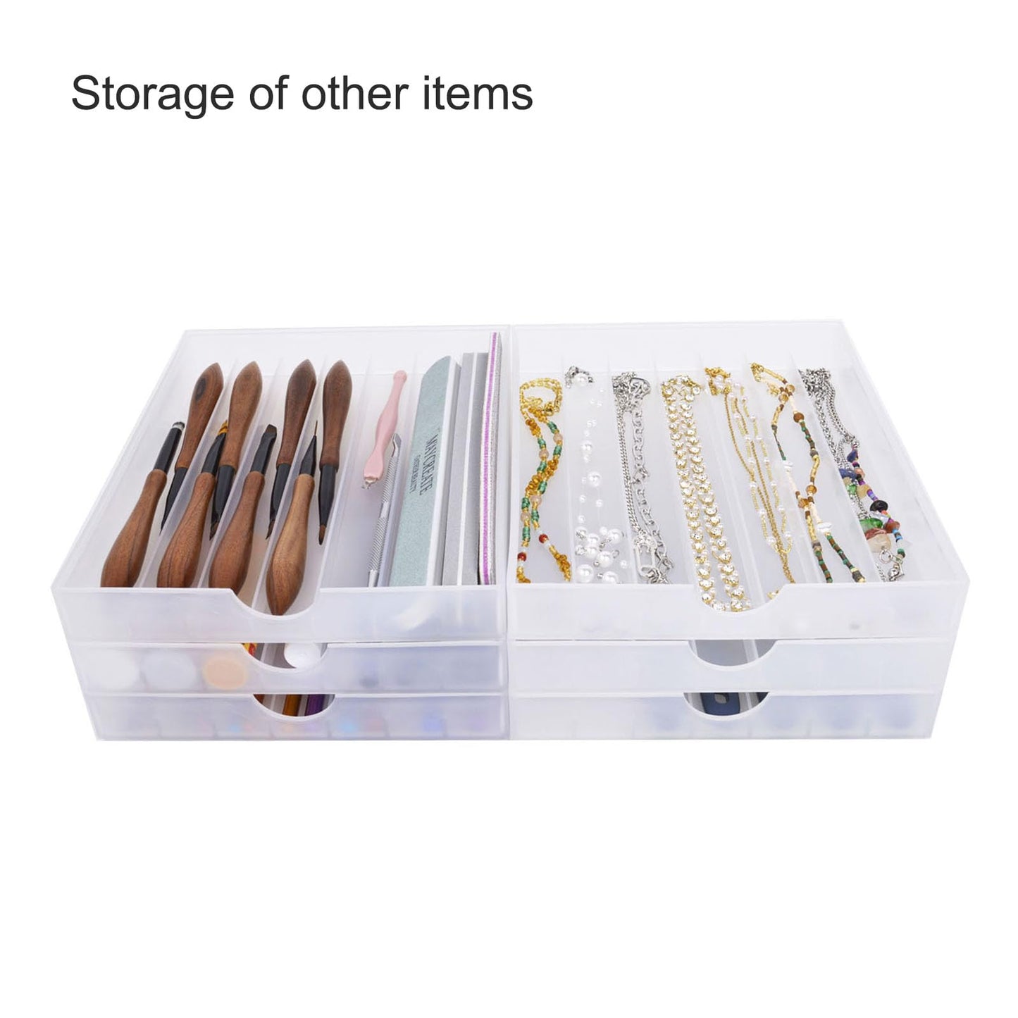 FASTRYF Desk Drawer Organizer, Pen Holder Tray Pen Storage with Fountain Pen, Pencil, Marker, Crayon, Chalk, Nail Art Tools for Office, Craft Room - 2pack