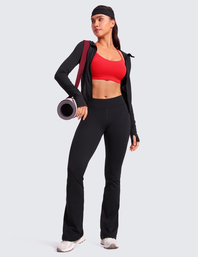 CRZ YOGA Butterluxe Womens Y Back Sports Bra - Padded Racerback Low Impact Spaghetti Thin Strap Workout Yoga Top Deep Red Large