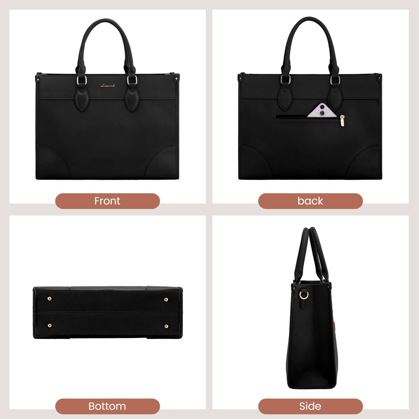 LOVEVOOK Laptop Bag for Women 17 lnch,Waterproof Laptops Tote Bags for Womens,Professional Work Bags for Women with Cup Holder,Large Laptop Purse Computer Briefcase Office Teacher Clutch Bag,2 PCS
