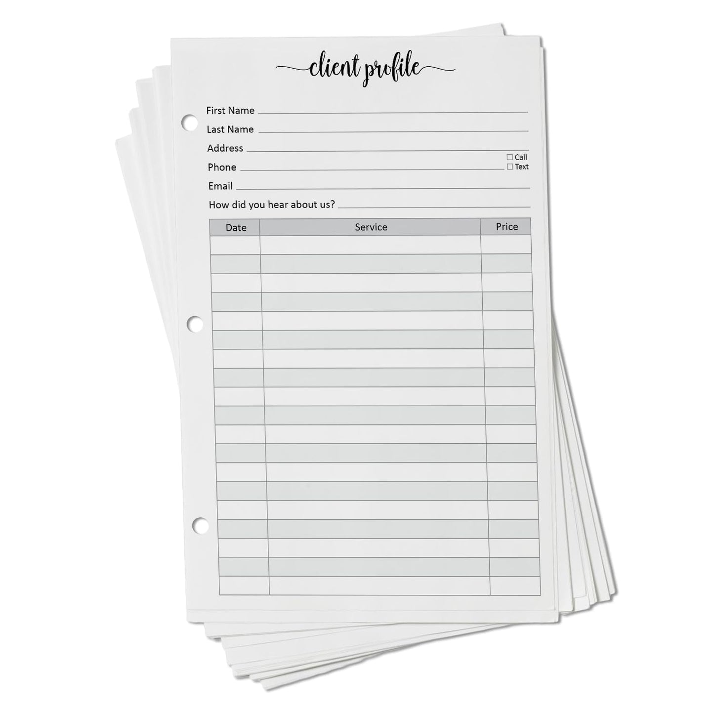 321Done Client Profile Cards, Made in USA - 5.5x 8.5, Customer Information Form, Three Ring Binder Insert Sheets for Small Business, Salon, Spa, Hairdresser, Stylist, Nail Salons Supplies - 50-Pack