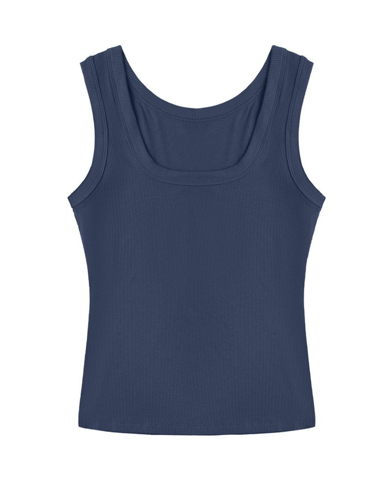 SVALIY Summer Womens Tank Tops 2025 Square Neck Fitted Sleeveless Shirts for Women Ribbed Basic Top Navy