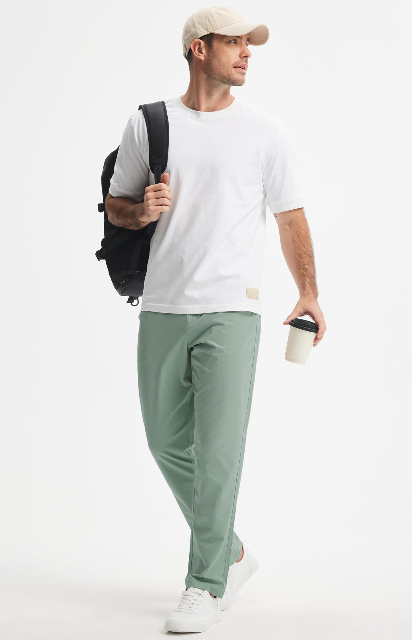 Libin Mens Golf Pants Stretch Work Dress Pants 30" Quick Dry Lightweight Business Casual Slacks for Men Travel Vocation Water Resistant, Sage Green, 35W x 30L