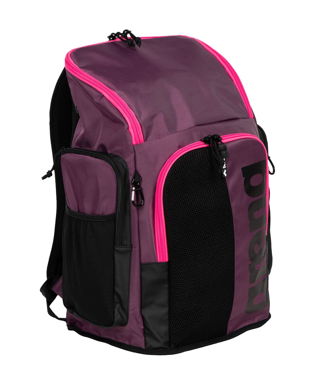 ARENA Spiky III Backpack 45 Swimming Athlete Sports Gym Rucksack Large Training Gear Equipment Swim Bag for Men and Women, 45 Liters, Plum/Neon Pink