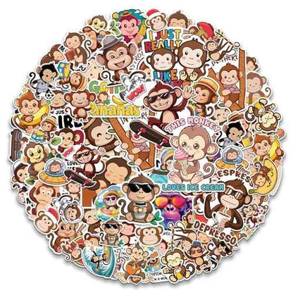 Monkey Stickers 50 Pieces Vinyl Waterproof Decal for Laptop Water Bottle Phone Car Window Bike Motorcycle Stakeboard Scrapbook Monkeys Sticker Gifts for Kid Teen Adult