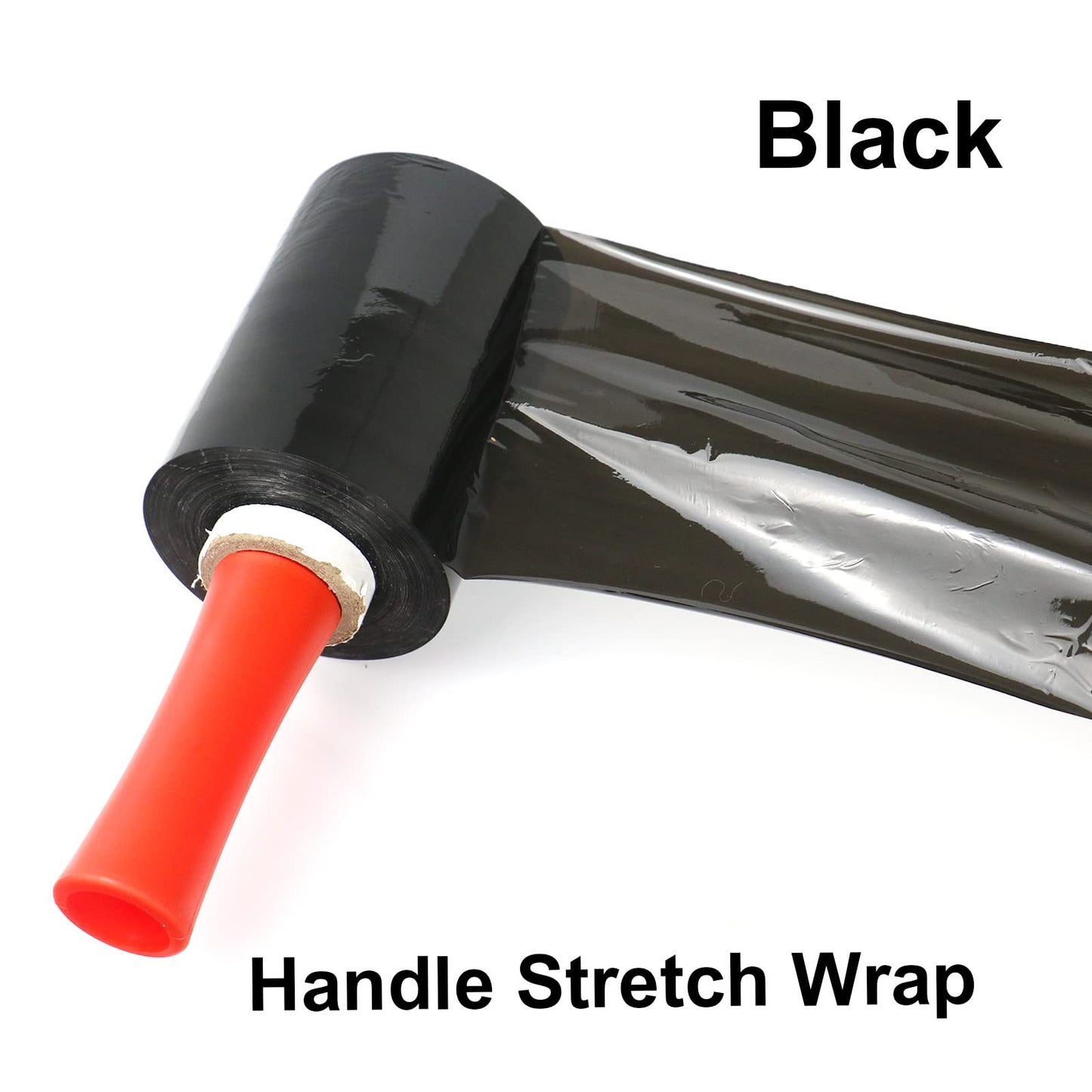 BOMEI PACK Mini Black Industrial Stretch Wrap Film 5" x 1000ft Roll with Handle, 80 Gauge Thick Cling Plastic Wrap for Moving, Pallet Wrap - Self Adhering Packaging Heavy Duty Shrink Film, 4 Pack