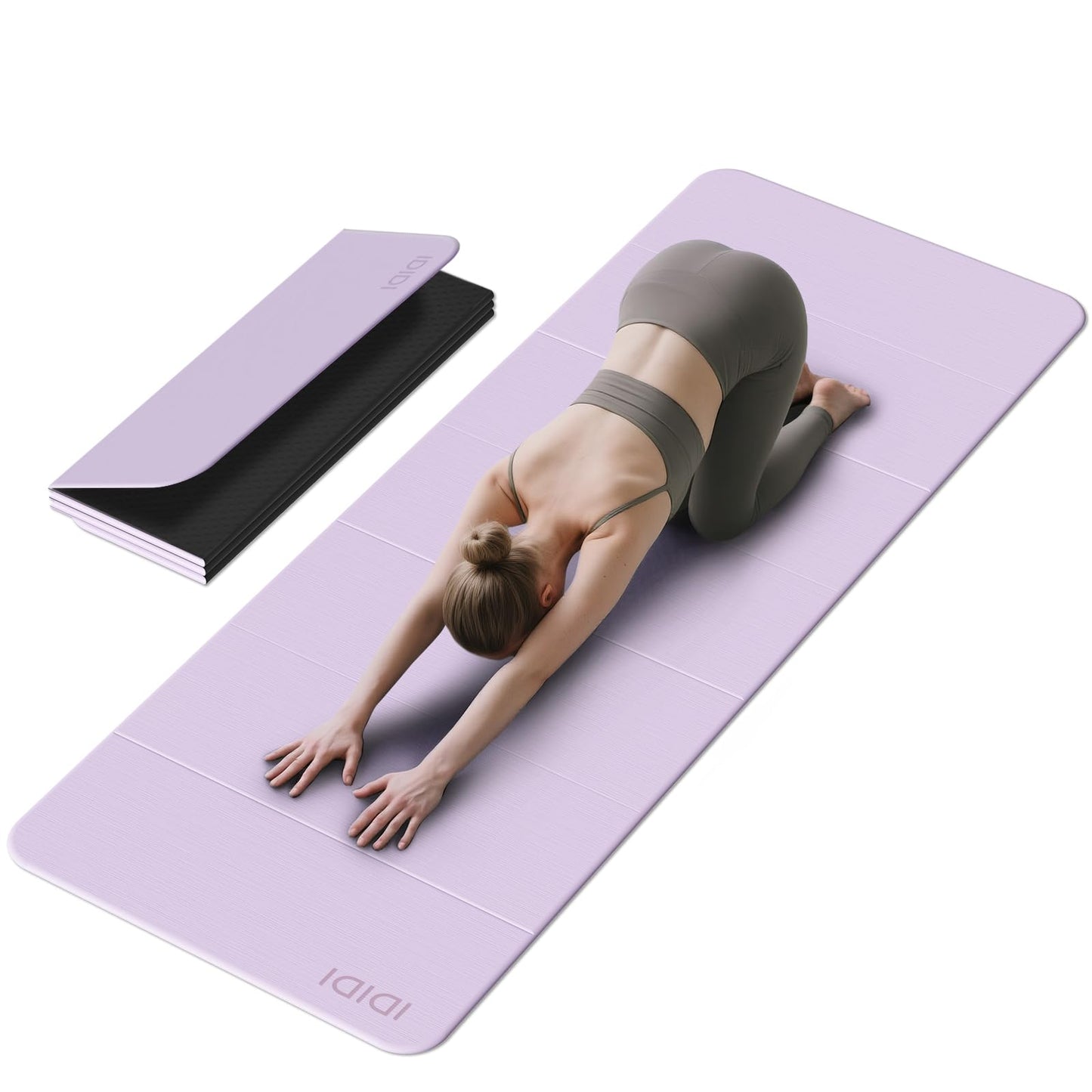 Foldable Extra Large Yoga Mat 74"×31.5", 8mm Double-Sided Non Slip Lightweight Fitness Mat for Adults & Kids, Portable for Home Studio & Travel