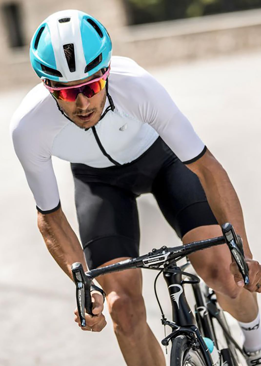 Lo.gas Mens Triathlon Suits,High Elasticity Breathable Quick-qrying Trisuit Race‌ Skinsuits Cycling Swimskin Bike Swim Run White Large