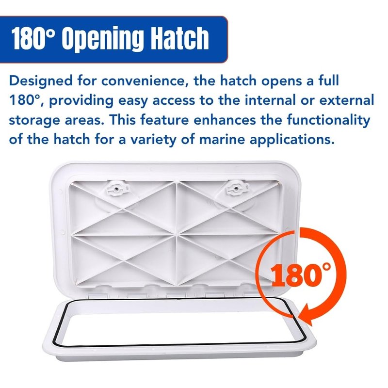 Seaflo Marine Boat Deck Access Hatch & Lid 23.9" x 13.9", White, 606mm x 353mm