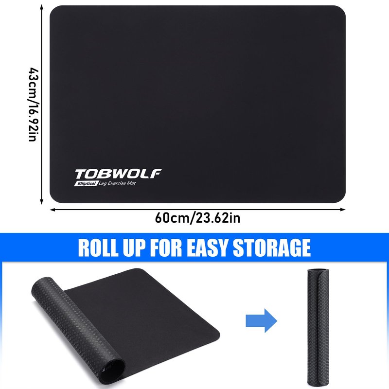 TOBWOLF Non-Slip Workout Mat for Under Desk Ellipticals, Exercise Mat for Ellipse Leg Exerciser Machine, Apply to Foot & Leg Pedal Exerciser for Seniors Fitness, Enhanced Stability & Floor Protection