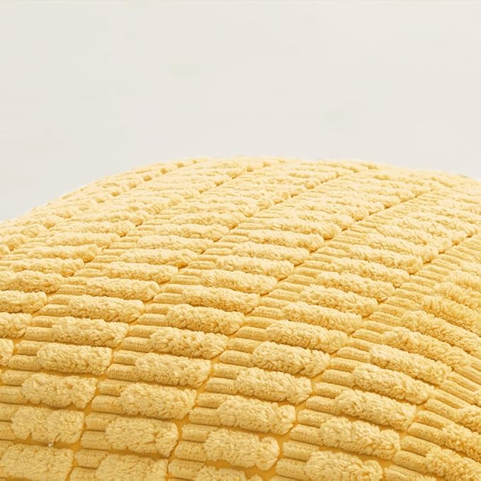 Fancy Homi 1 Pack Yellow Spring Long Lumbar Body Decorative Throw Pillow Covers 14x36 Inch for Bed Couch Bedroom Bench, Soft Corduroy Rectangle Solid Pillow Case 35x91 cm, Rustic Farmhouse Boho Decor