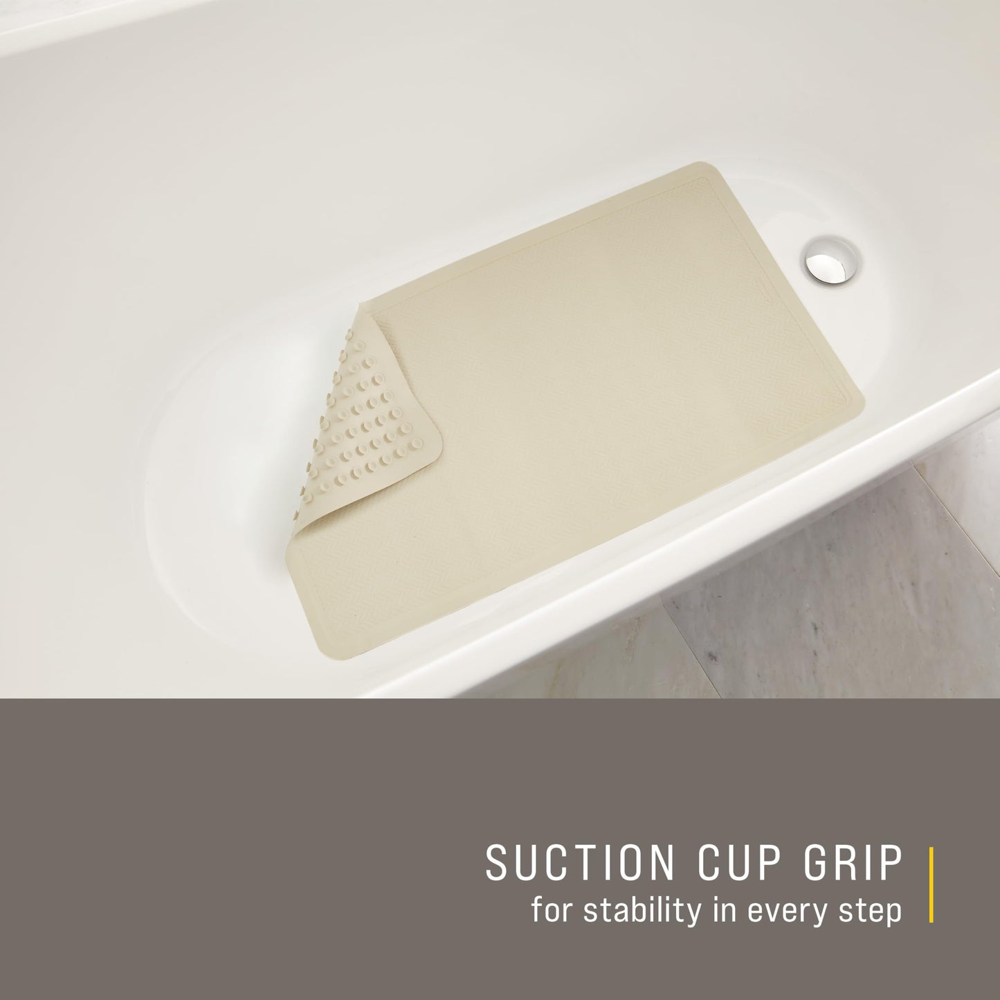 Rubbermaid Commercial Products Safti-Grip Bath Mat, Large, White, Suction-Backed, for Commercial/Residential Use for Home/Hotel/Shower/Bathtub