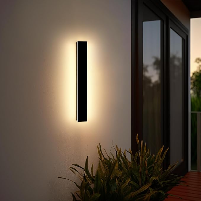 Mikeru 23.6inch Outdoor Wall Light Fixtures, 3000k Exterior Wall Sconces, Acrylic Invisible Outdoor Lights for Porch Modern Long LED Wall Light for House Courtyard Balcony Porch Patio Garage