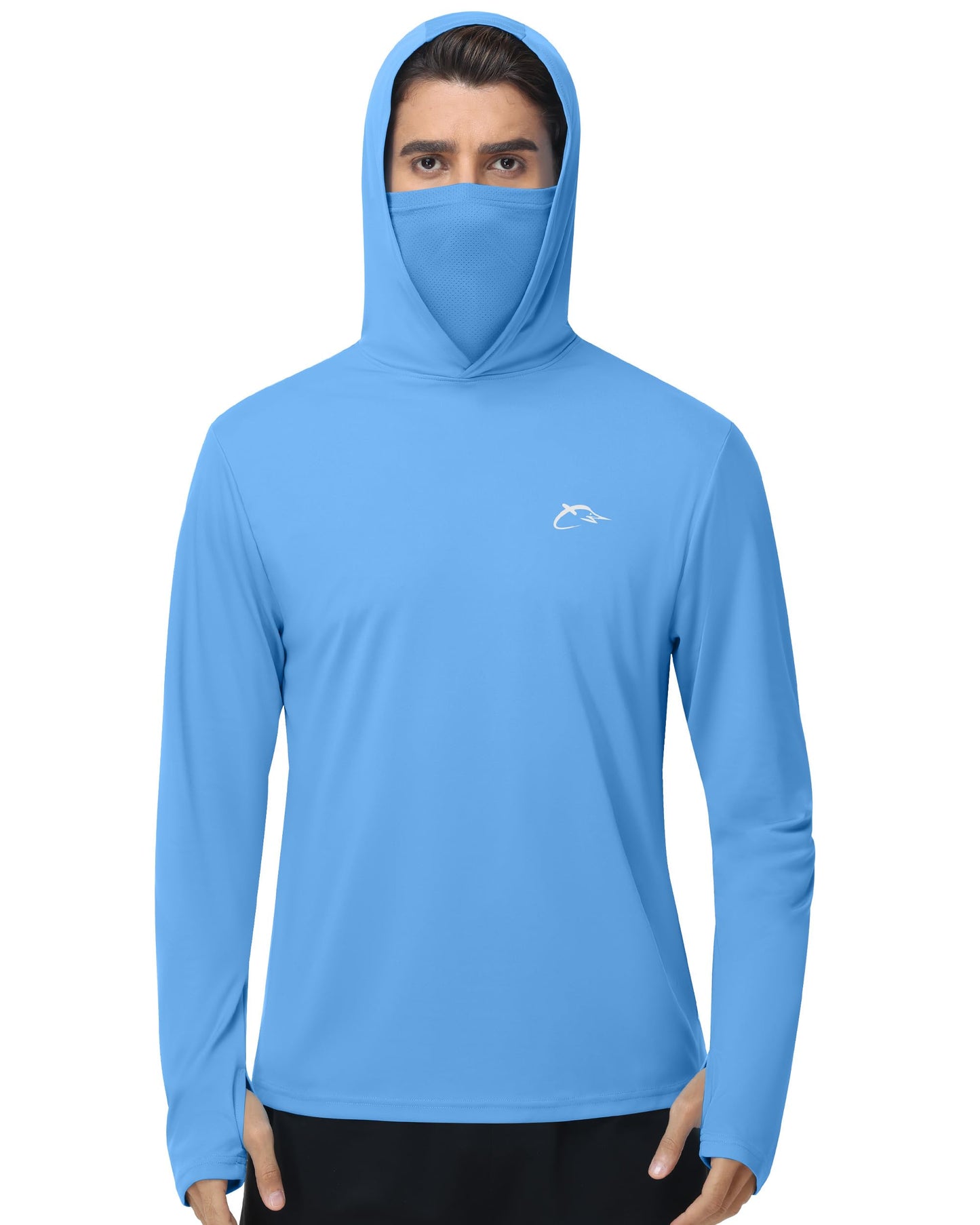 FISHEAL Men's Performance Fishing Hoodie Shirt - UPF 50+ UV Sun Protection Long Sleeve Shirts with Mesh Face Mask
