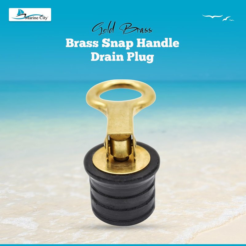MARINE CITY Brass Snap Handle Drain Plug, Durable & Strong, Easy to Use, Sturdy with Fine Finish, Innovative Design for Boats, Yachts, Kayaks & Marine Use