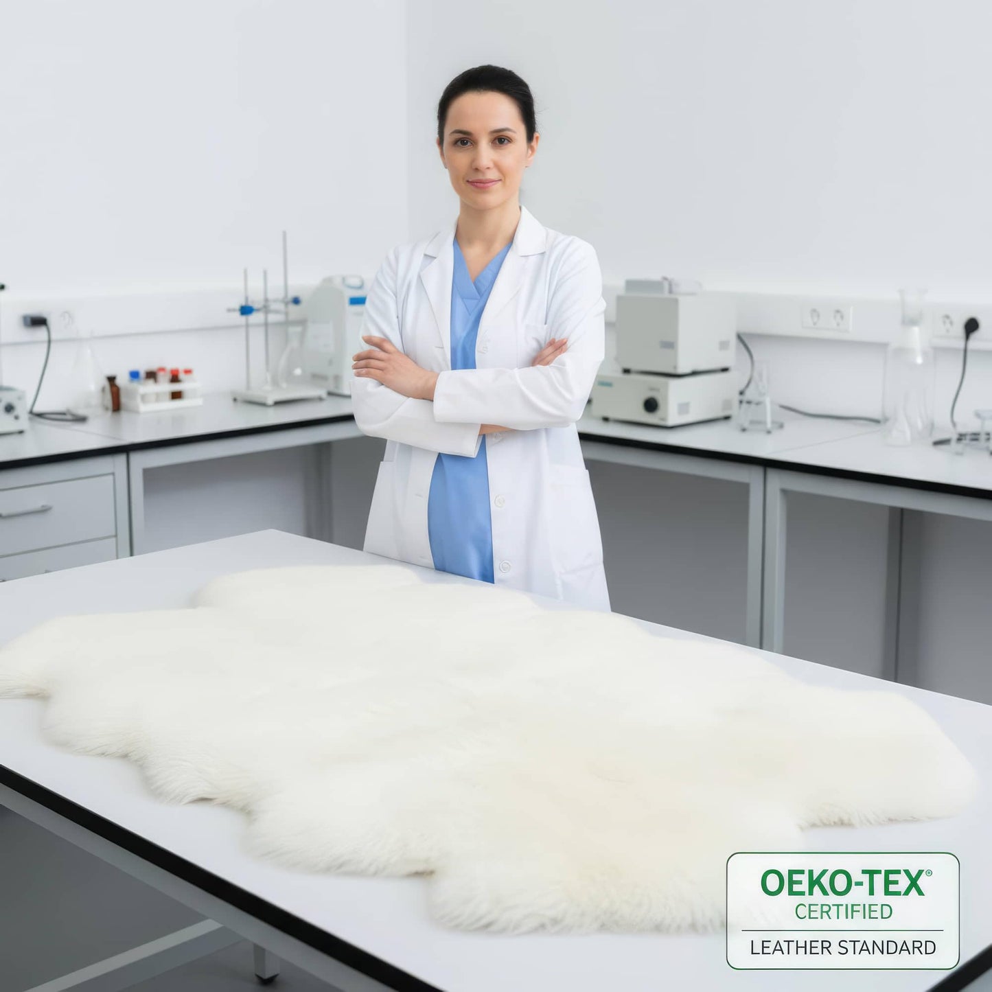 Premium Fluffy Sheepskin Rug - Four Pelt Fur Rugs for Living Room, Bedroom or Fireplace - Natural Sheep Skin, Shaggy - Irregular Shaped Genuine Fuzzy Feel - 4ft x 6ft