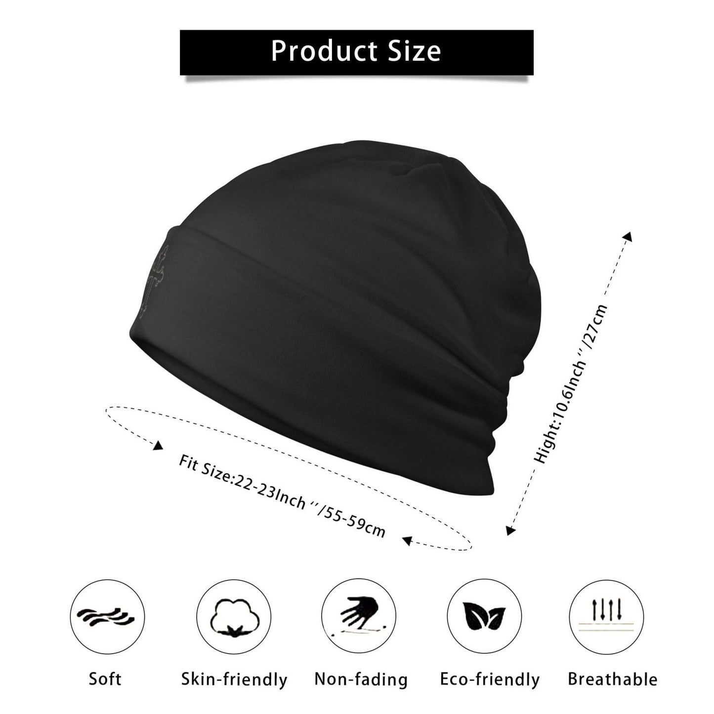 Christian Cross Black Beanie Hat for Men Women Winter Hats Knit Slouchy Hats Skull Cap Hedging Hat