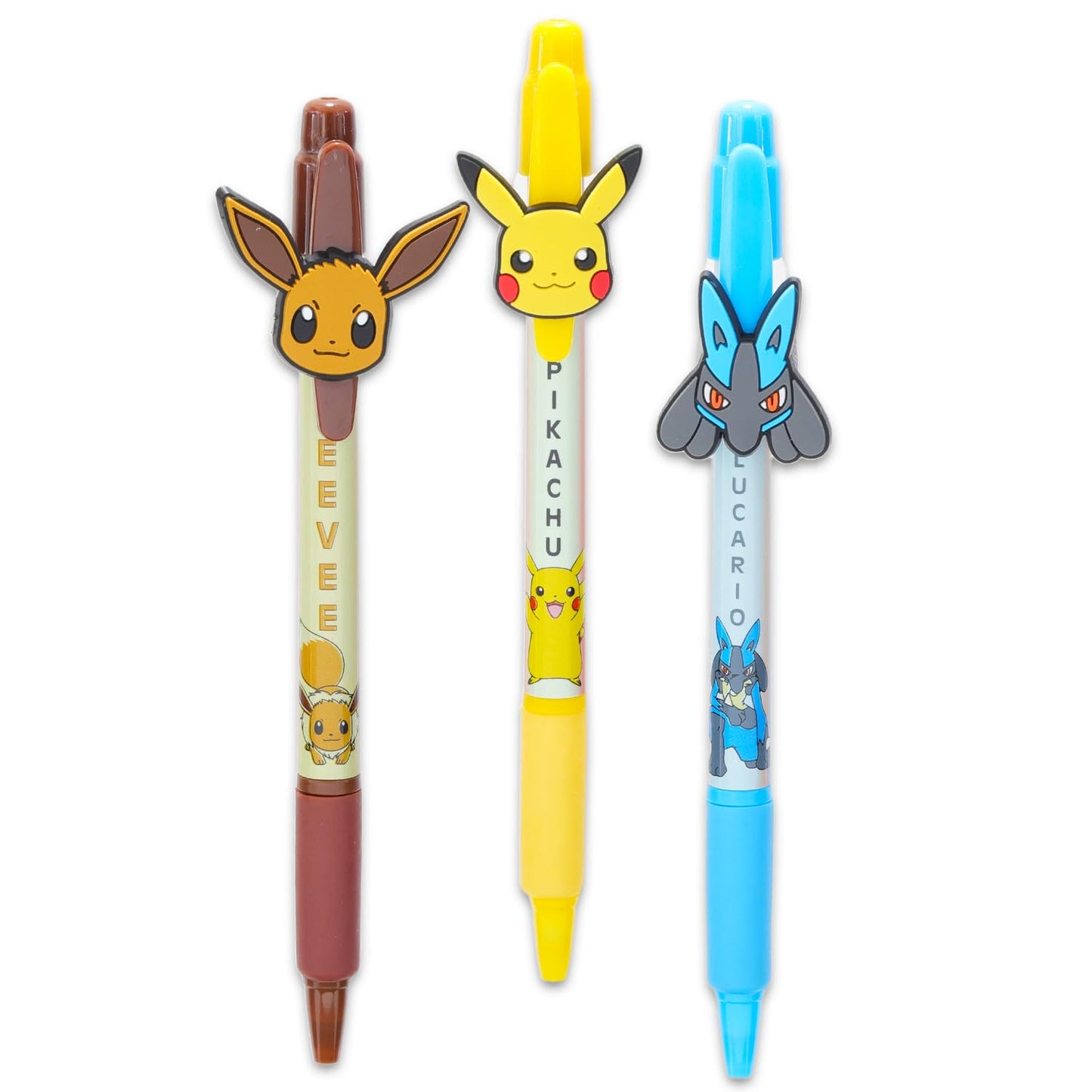 Nintendo Pokémon Pen Set – 6-Pack Ballpoint Pens with Pikachu, Eevee & Lucario + Stickers & More | Pokemon Party Favors & School Supplies Bundle for Kids